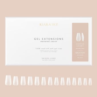 Natural Cover Gel Nail Extensions - Coffin Short (504 Pieces & 14 Sizes)