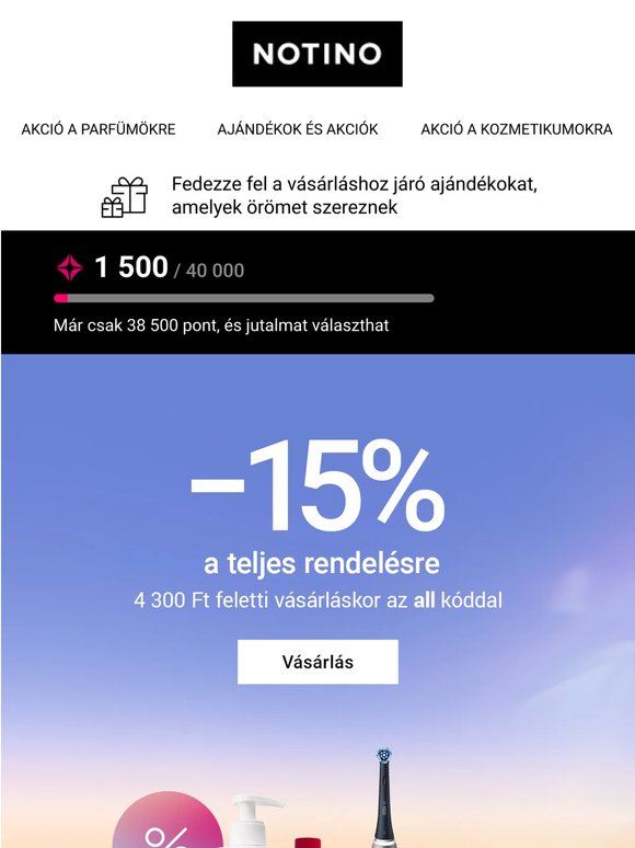 Élvezze a 15% kedvezményt a teljes vásárlásra 4 300 Ft feletti vásárlás esetén