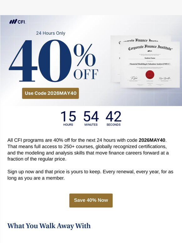 Today Only: Take 40% Off All CFI Plans