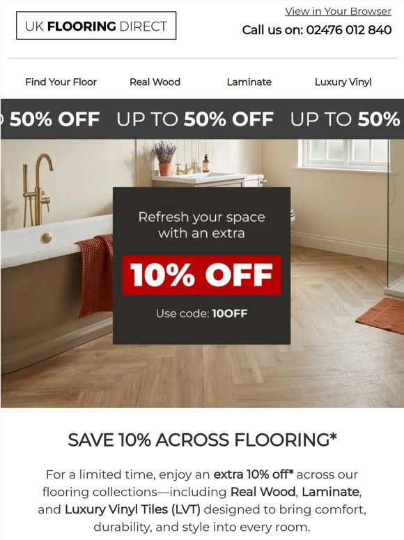 Enjoy an Extra 10% Off Flooring