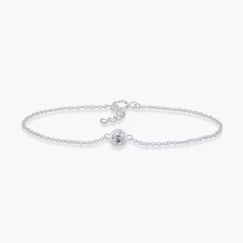 Sterling Silver 6.5+1 Cubic Zirconia Single Bezel Set Bracelet