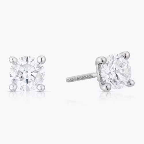 Platinum 1ct Diamond Solitaire Stud Earrings