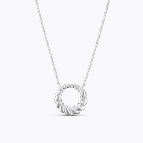 Sterling Silver Polished Open Rope Circle Pendant