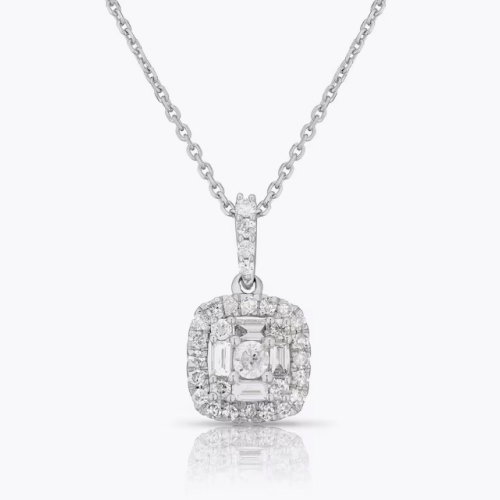 9ct White Gold 0.33ct Total Diamond Cluster Pendant