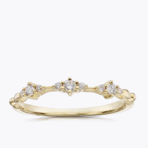 9ct Yellow Gold Claw Set Trio Eternity 0.14ct Diamond Ring