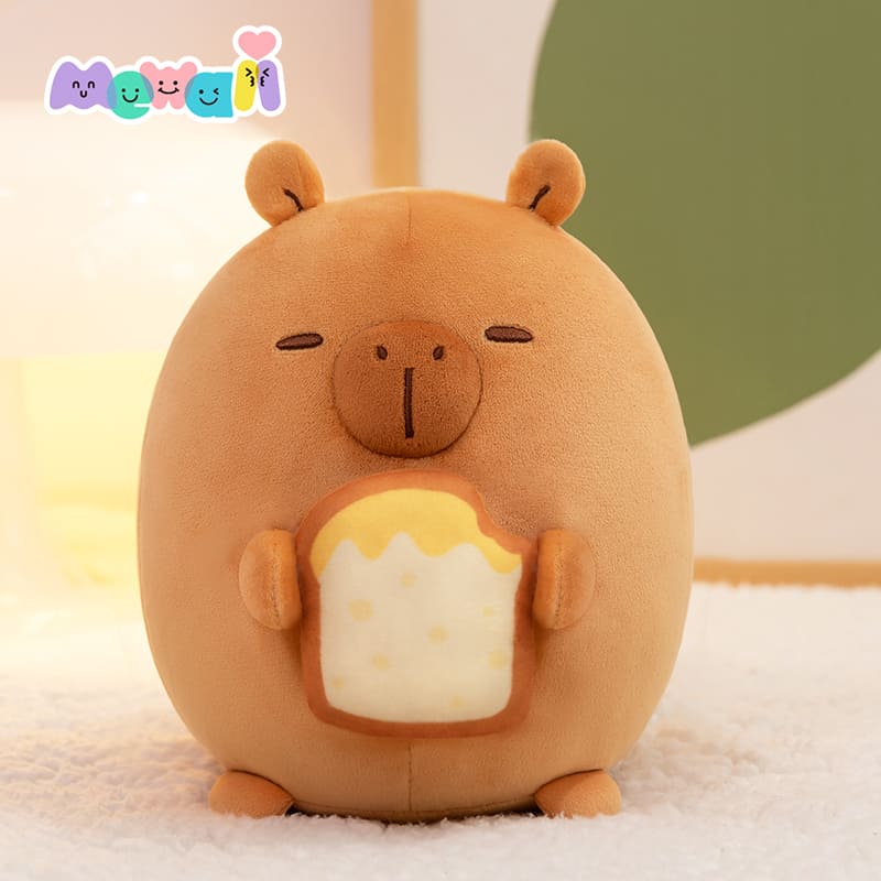 MeWaii® Stuffed Animal Kawaii Buttered Breaded Capybara Plush Pillow Squishy Toy With Hoodie