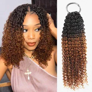 Image of QVR #T1B/30 Crochet Hair Small Kinky Curly Machine Made Feather Human Hair Extension