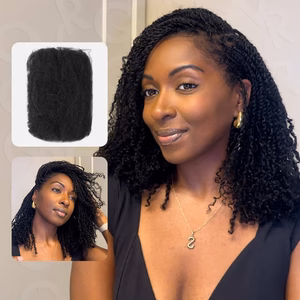 Image of QVR Natural Black Afro kinky Bulk Hair Extensions For Braiding Dreadlock Human Hair