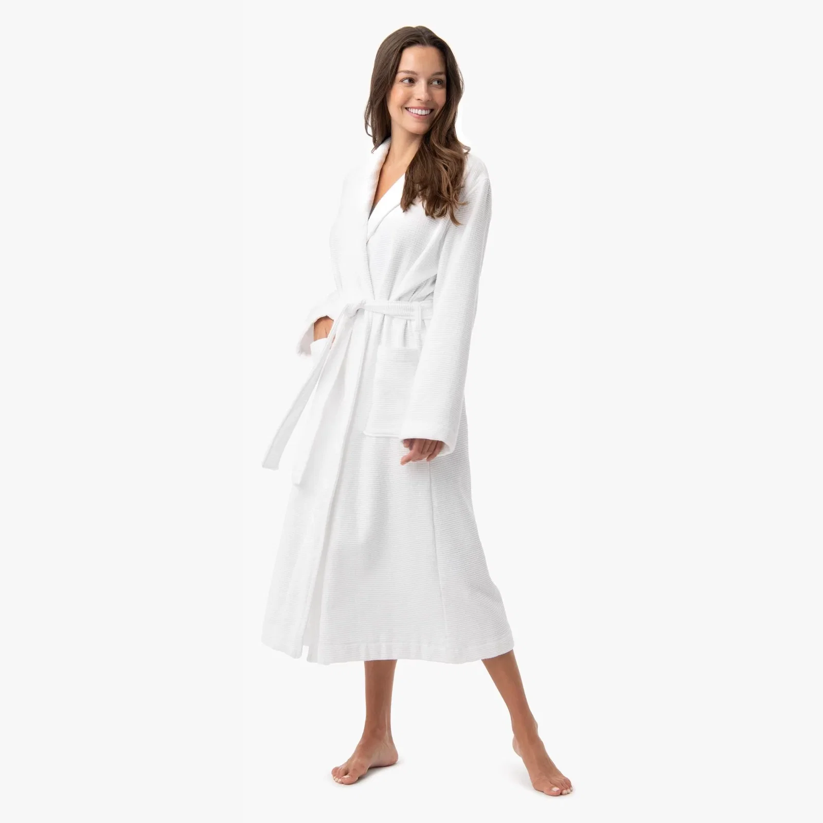 Organic Waffle Robe - White