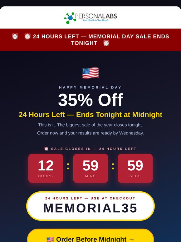 ⏰ 24 hours left — 35% off ends tonight (code MEMORIAL35)