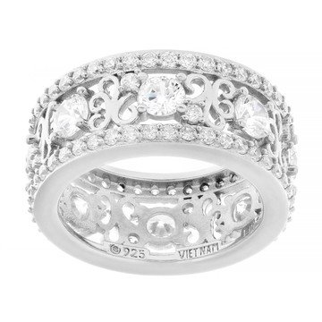 White Cubic Zirconia Platinum Over Sterling Silver I Love You Ring 5.67ctw