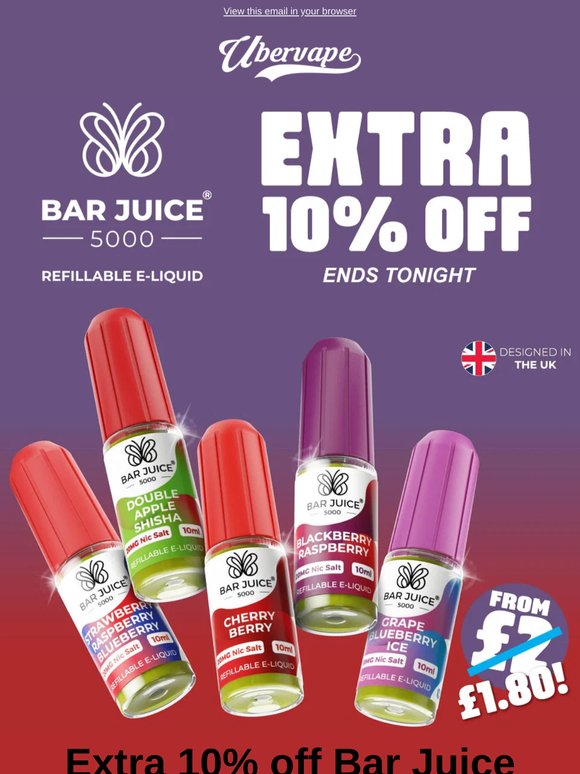 Ends Tonight: £1.80 - Bar Juice 5000