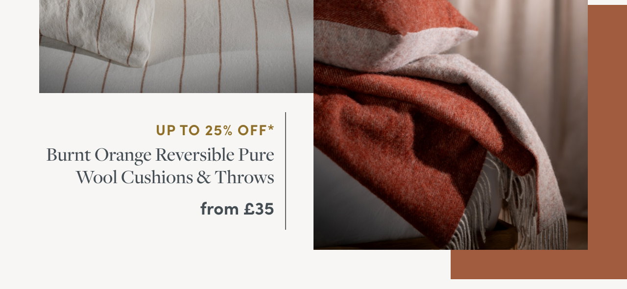 Burnt Orange Reversible Pure Wool Cushions & Throws