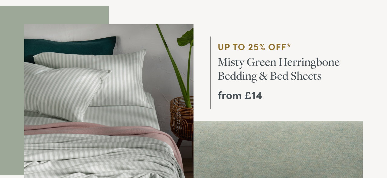 Misty Green Herringbone Bedding & Bed Sheets