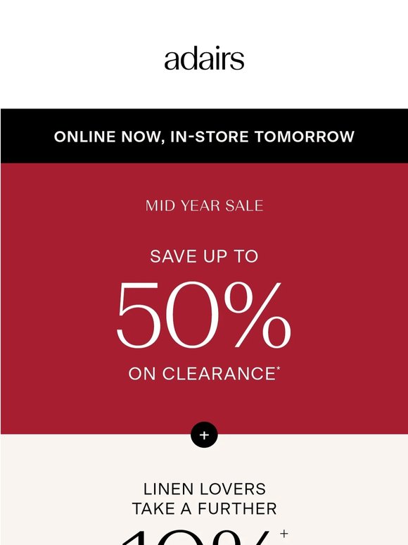 Mid Year Sale NOW ON + Linen Lovers Take a Further 10%