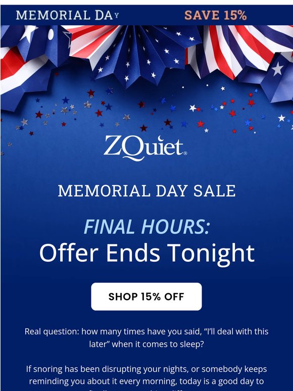 Last Day to Save 15% on ZQuiet