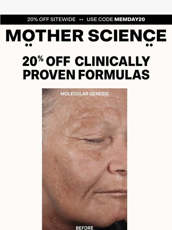 Memorial Day Savings: 20% Off Clinically Proven Skincare