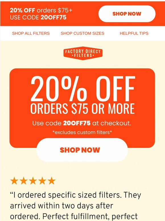 Stock Up & Save: 20% OFF $75+