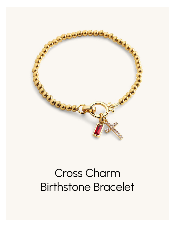 Cross Charm Birthstone Bracelet