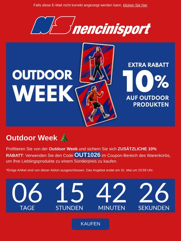 🌲 EXTRA Rabatt 10% - Outdoor Week