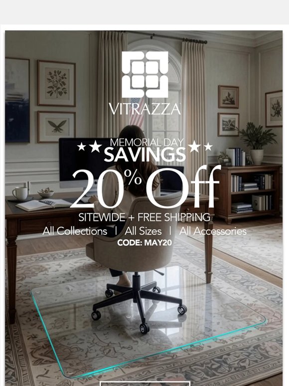 Get 20% OFF America's #1 Glass Chair Mat