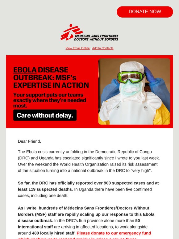 Ebola disease outbreak: MSF’s expertise in action