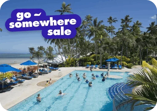 View of a outdoor pool at a Fiji resort