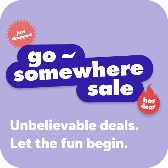 Go somewhere sale on lilac background
