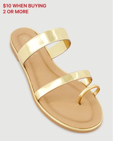 Shop Metallic Toe Loop Double Band Jelly Sandals