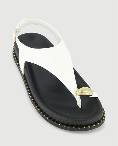 Shop Metallic Toe Loop Ankle Strap Sandals