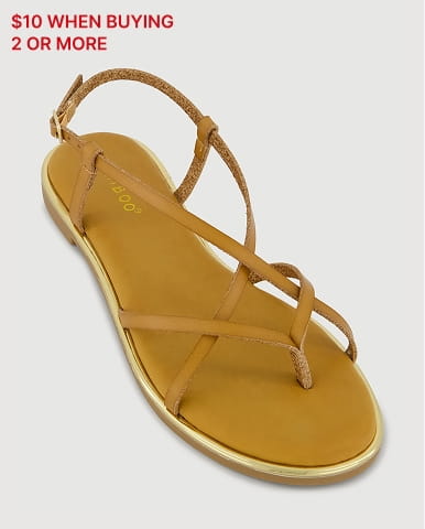 Shop Faux Leather Strappy Toe Loop Sandals
