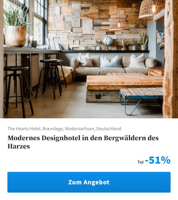 Modernes Designhotel in den Bergwäldern des Harzes