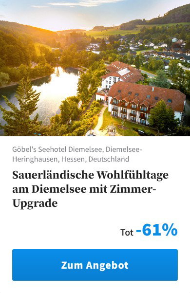 Sauerländische Wohlfühltage am Diemelsee mit Zimmer-Upgrade