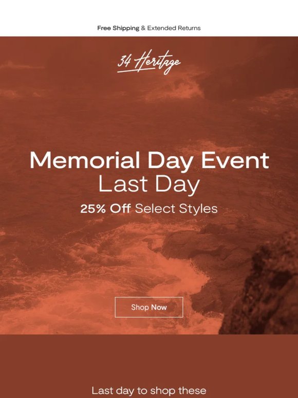 Final Day: 25% Off Styles