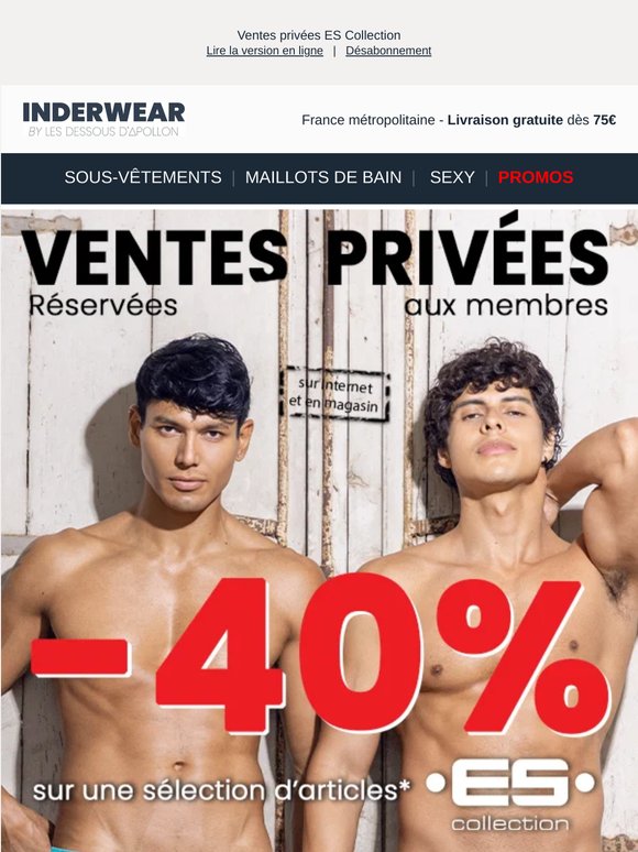 Ventes Privées ES Collection : -40%* sur une sélection d'articles ❤️‍🔥