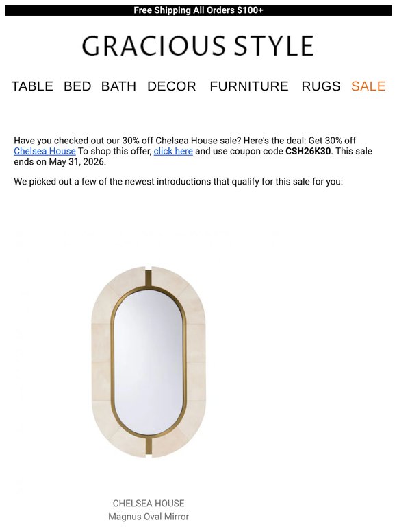 New introductions from the 30% off Chelsea House | Gracious Style