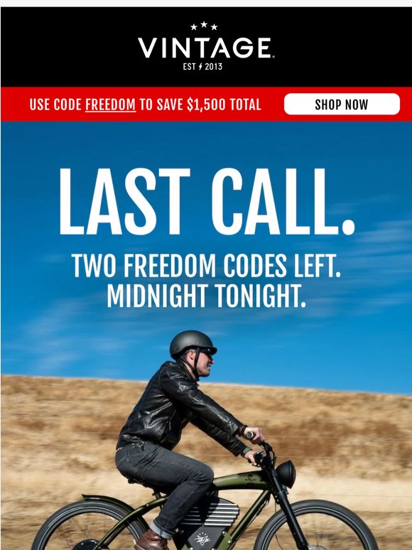 Tonight's the deadline. $1500 off any 72V model.