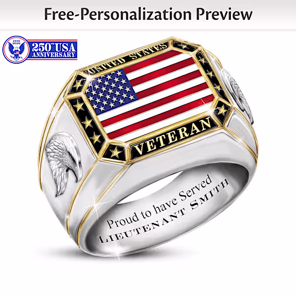U.S. Veteran Ring Engraved with Military Rank and Name