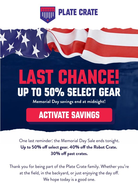 Happy Memorial Day — sale ends at midnight tonight
