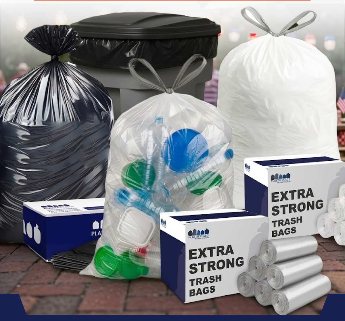 Black and white trash bags