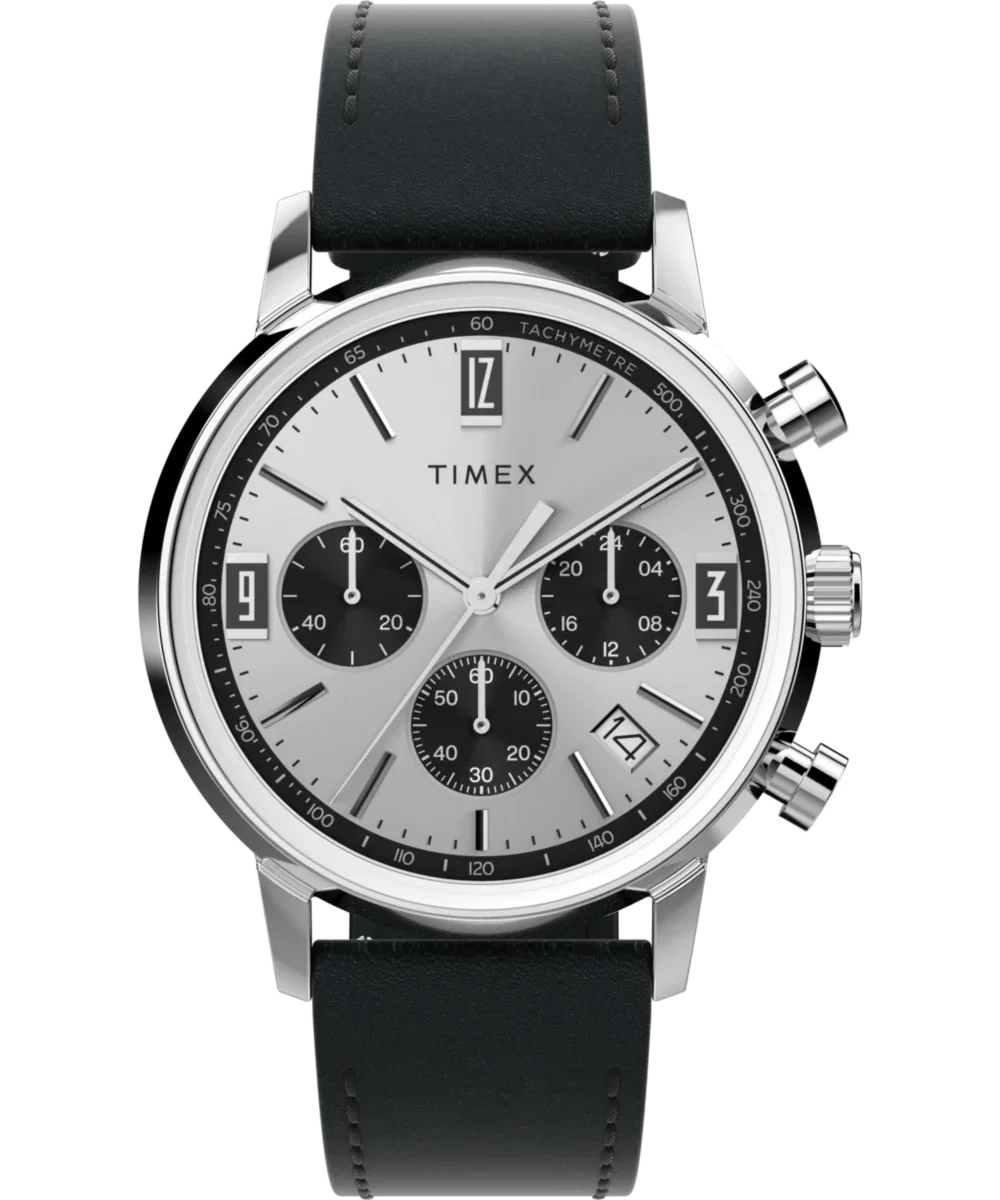 Image of Marlin® Chronograph Tachymeter 40mm Leather Strap Watch
