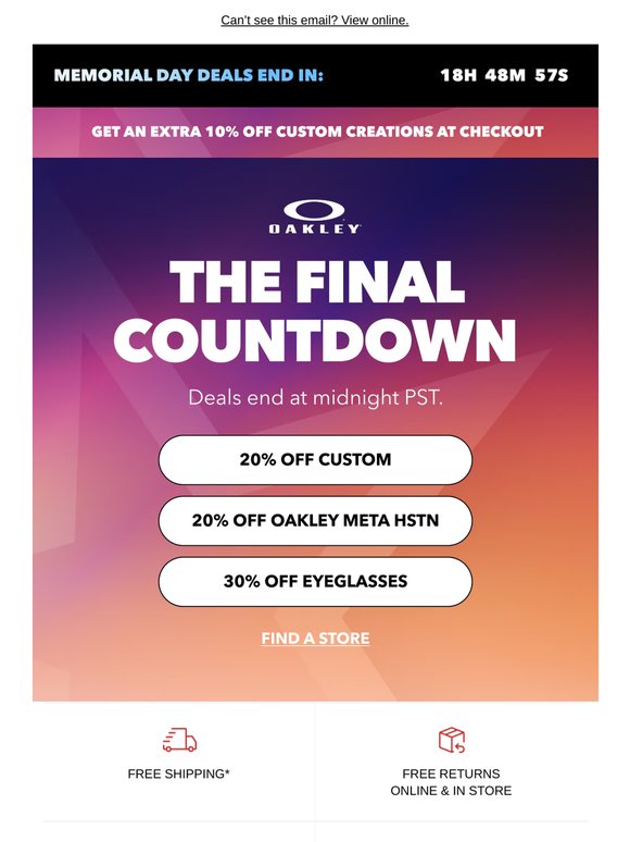Memorial Day Deals End At Midnight PST