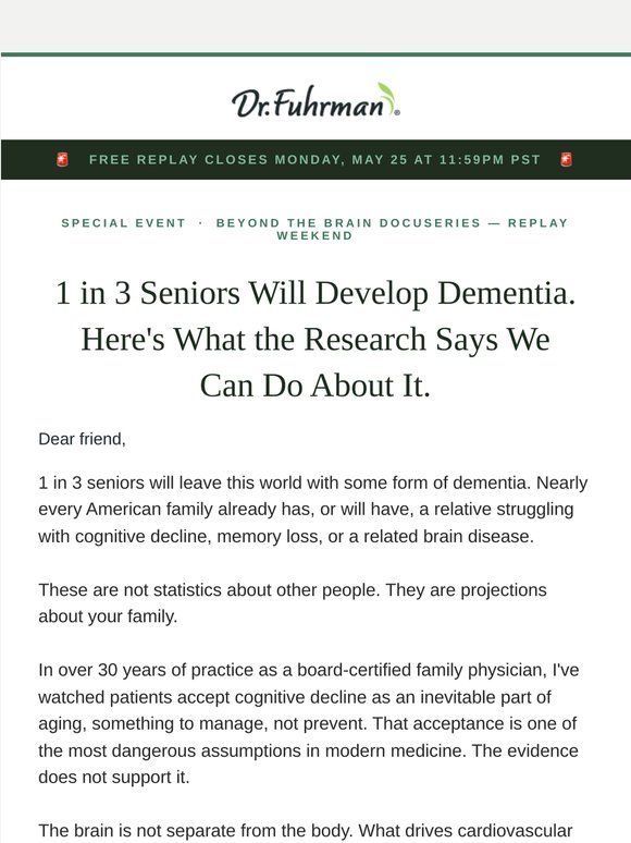 Still believe we can’t avoid dementia? Watch this! (today is the last day)