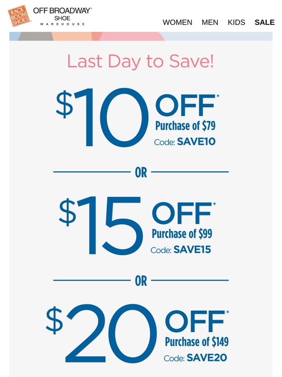 LAST DAY: $10, $15, or $20 OFF