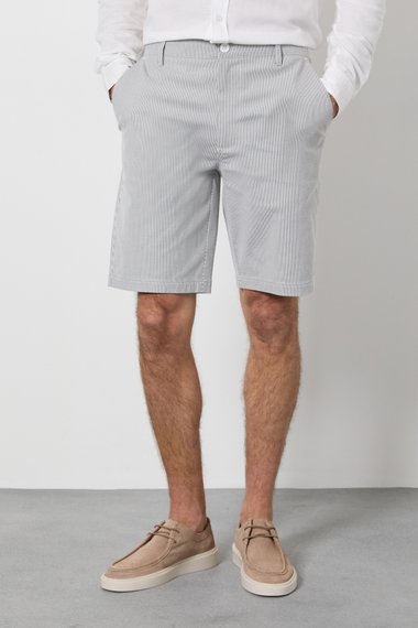 Grey Pinstripe Chino Shorts