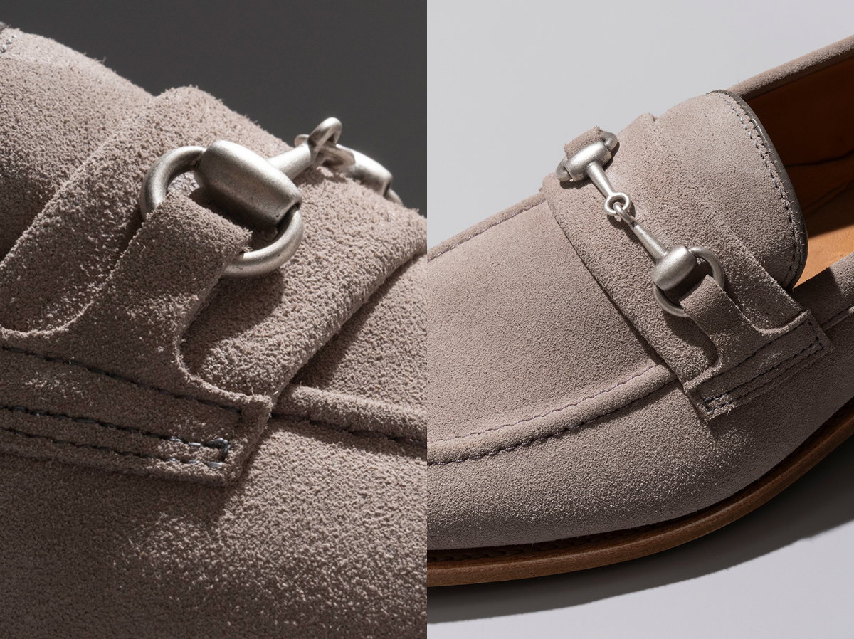 Click Here To Save On The Randolph Bit Loafer In Pewter Suede.