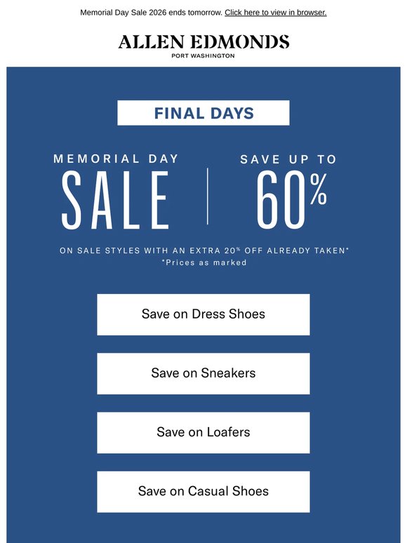 Our sale on sale is almost over