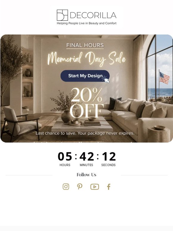 ⏳ Final Hours: 20% Off Memorial Day Design Packages