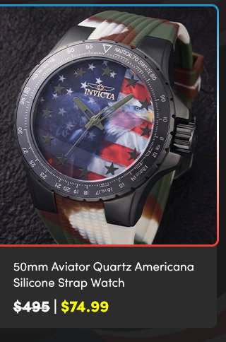 INV-48956 INVICTA | Men's 50mm Aviator Quartz Americana Silicone Strap Watch