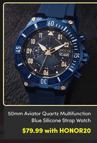 INV-39893 INVICTA | Men's 50mm Aviator Quartz Multifunction Blue Silicone Strap Watch - $79.99 with HONOR20